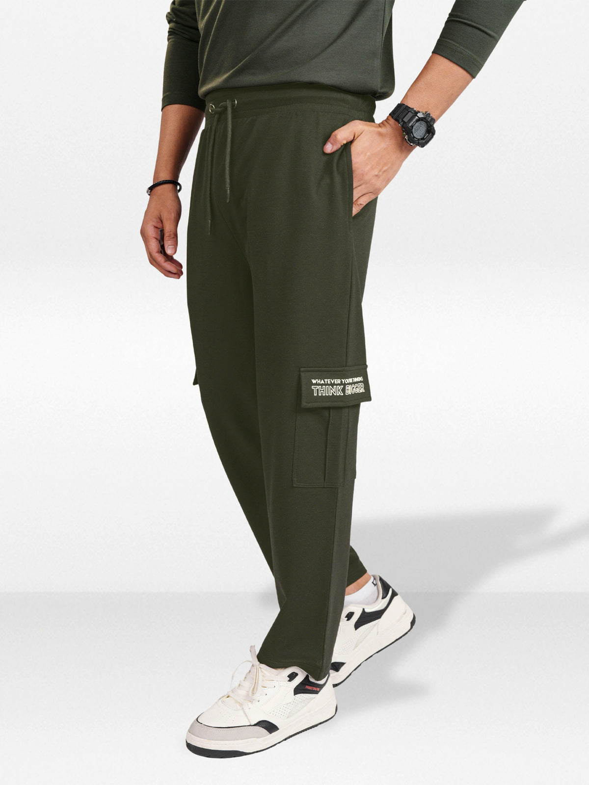 Men’s Cargo Jogger Pants – Straight Fit with Side Pocket Printed | Casual Lounge Trousers with Modern Panel Detail