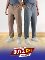 Men’s Relaxed Fit Trousers – Elastic Waist with Drawstring, Casual Pants with Fake Fly & Side Pockets ,Comfortable Everyday Wear