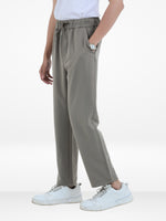 Men’s Relaxed Fit Trousers – Elastic Waist with Drawstring, Casual Pants with Fake Fly & Side Pockets ,Comfortable Everyday Wear