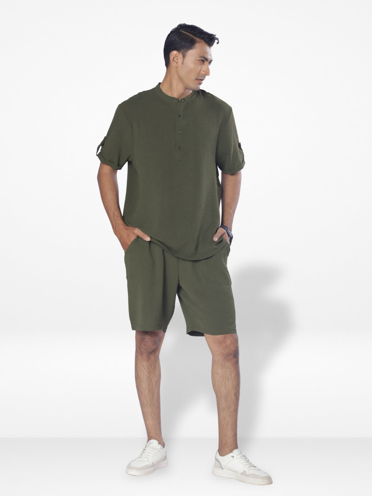 Men's Short Sleeve Short Pant Set| Olive