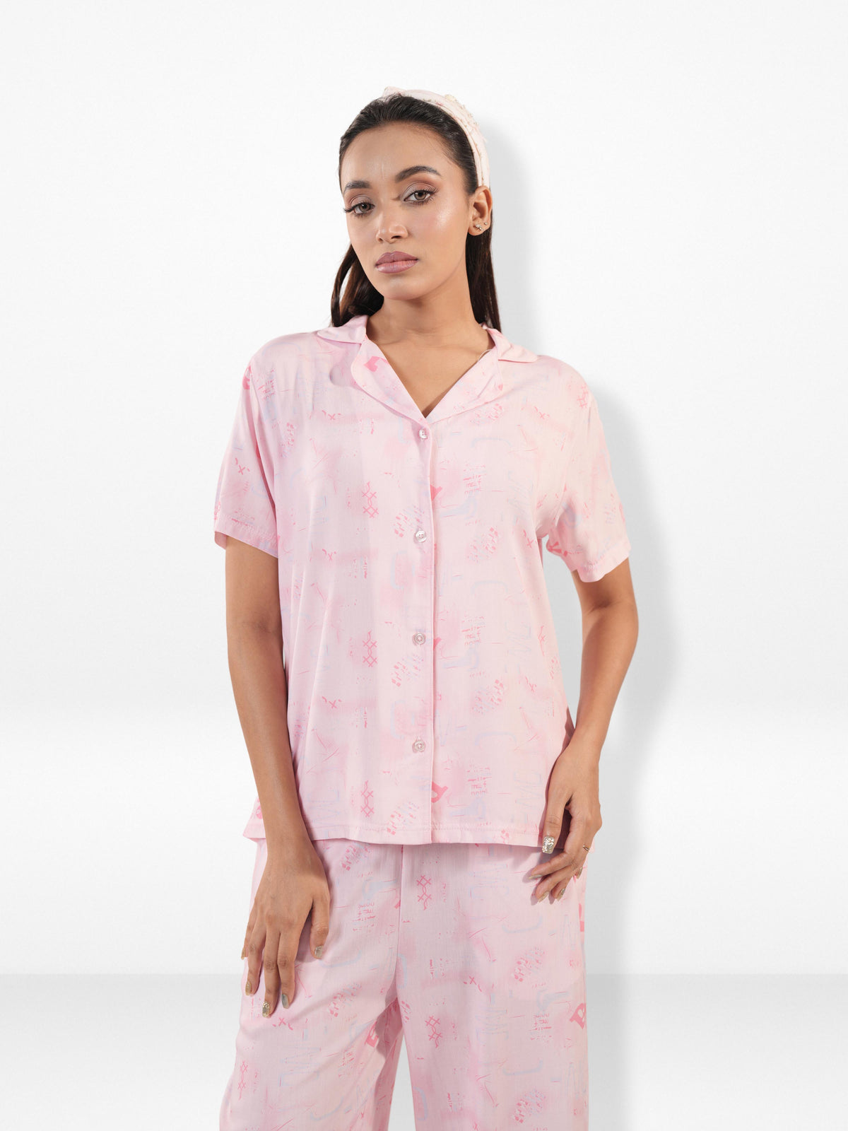 Women's All Over Printed PJ Set – 2 Piece Sleepwear Set | Soft Breathable Nightwear for Women