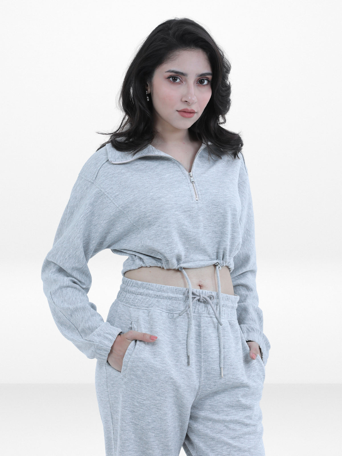 Women’s Long Sleeve Cropped Top Half Zip Pullover Sweatshirt | Trendy Relaxed Fit , Sweatshirt for Casual & Athleisure Wear