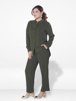 Women Solid Color Co-Ord Set| Long Sleeve| Olive