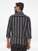 Men's Relaxed-Fit full-Sleeve Casual Shirt Black Stripes