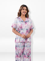Women’s Short Sleeve Satin Sleepwear Set – Notch Collar 2 Piece Pajama Outfit | Comfy Nightwear, Soft Summer Lounge Set for Women