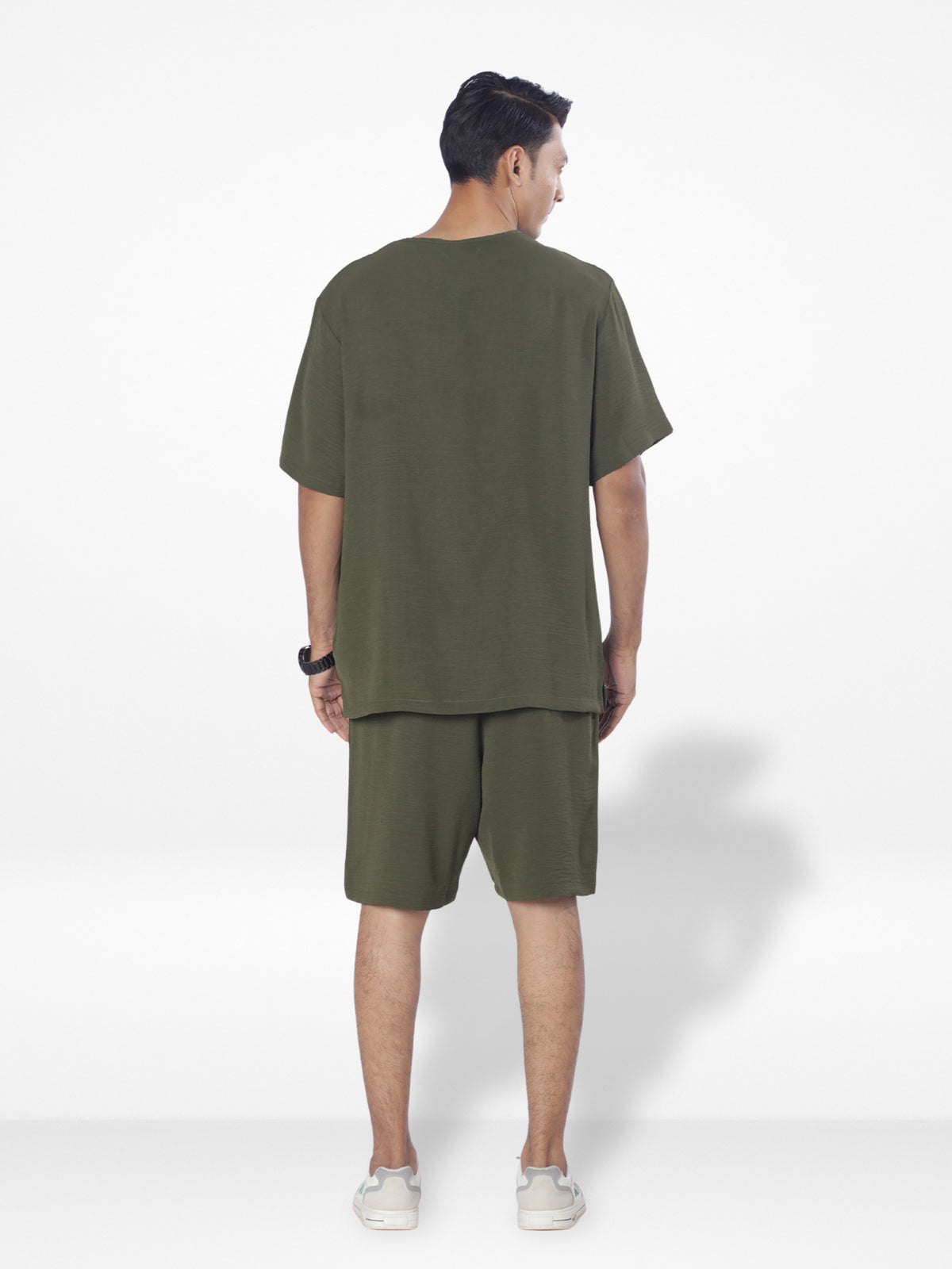 Men's Short Sleeve Shirt & Short Pant Set| Olive|
