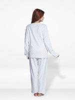 Women Velour Sleepwear Long Sleeve Pyjama Set White Foil Print