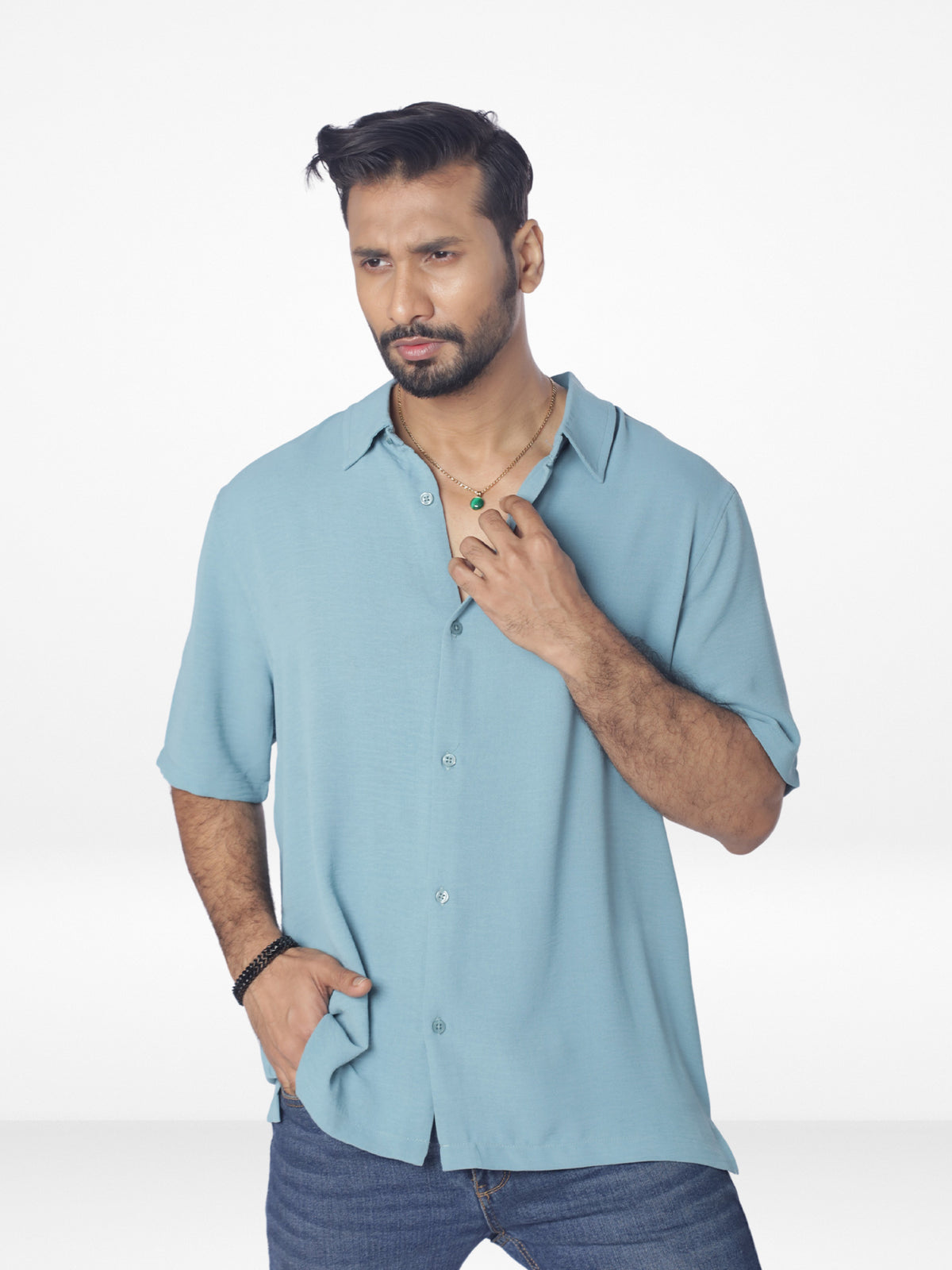 Men's Relaxed-Fit Half-Sleeve Casual Shirt| POP GREEN