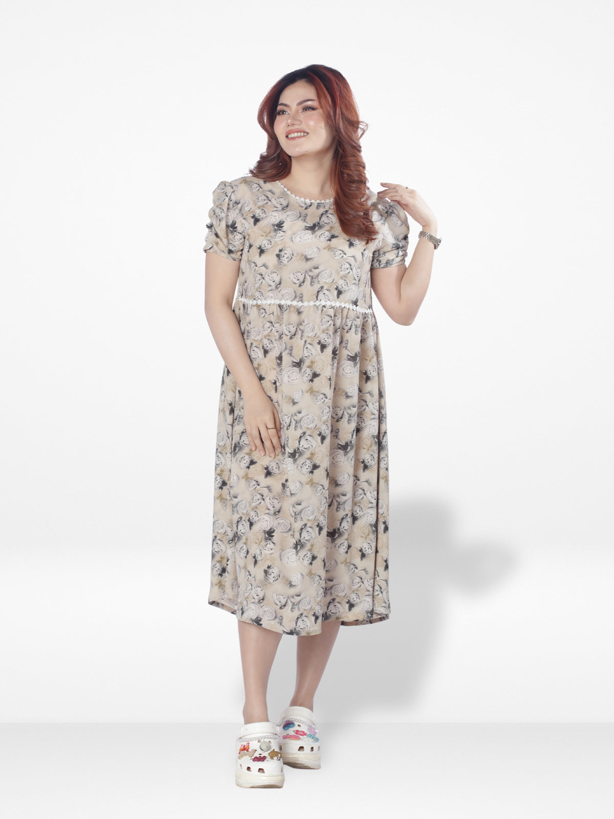 Women AOP Long Top| Beige