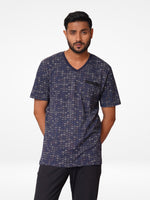 Men's AOP T-Shirt & Trouser Lounge Set Dark Blue