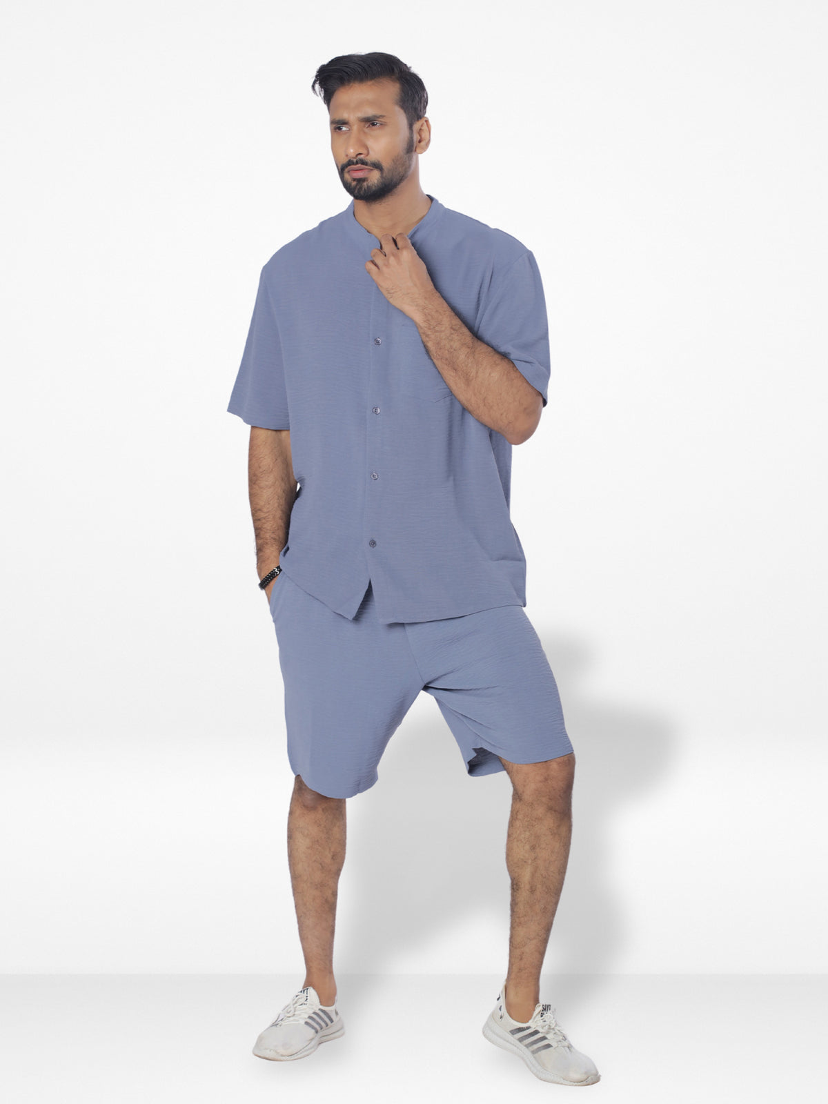 Men's Short Sleeve Shirt & Short Pant Set | Slate Blue