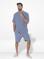 Men's Short Sleeve Shirt & Short Pant Set | Slate Blue