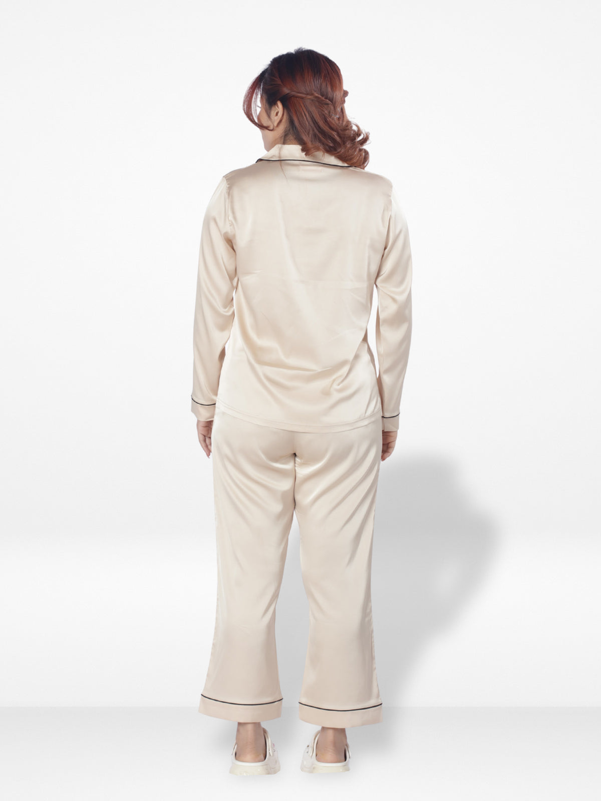 Women's Satin Notch collar & Full Sleeve Sleepwear set |Satin Fabric