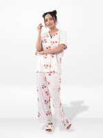 Women’s Printed Night Suit Set – Shirt & Pyjama | Soft Nightwear Dress, 2 Piece Sleepwear for Women, Comfortable Loungewear