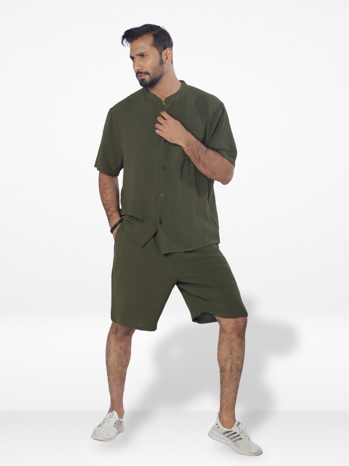 Men's Short Sleeve Shirt & Short Pant Set| OLIVE