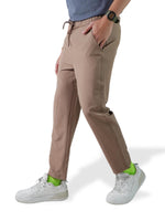Men’s Relaxed Fit Trousers – Elastic Waist with Drawstring, Casual Pants with Fake Fly & Side Pockets ,Comfortable Everyday Wear