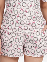 Women’s Pajama Shorts | Printed Sleepwear Shorts | Soft Stretch Yummy Rib Fabric | Elastic Waist Lounge Shorts for Women - Blushing Bride
