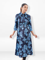 Women’s Floral Print Crepe Maxi Dress – Mystical Long Dress for Casual & Evening Wear