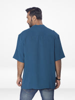 Men's Half-Sleeve Relaxed-Fit Casual Cuban Collar Shirt| LT.GREEN
