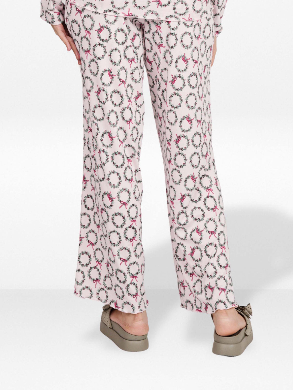 Women's Floral Printed Wide Leg Pants – Soft Yummy Rib Casual Trousers