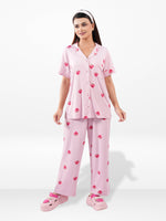 Women’s Printed Night Suit Set – Shirt & Pyjama | Soft Nightwear Dress, 2 Piece Sleepwear for Women, Comfortable Loungewear