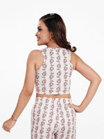 Women’s Crew Neck Crop Top | Sleeveless Printed Top for Women | Soft Stretch Yummy Rib Fabric | Casual Lounge & Party Wear - Blushing Bride Rose