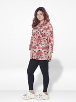 Women Pink All Over Print Long Top| Pink