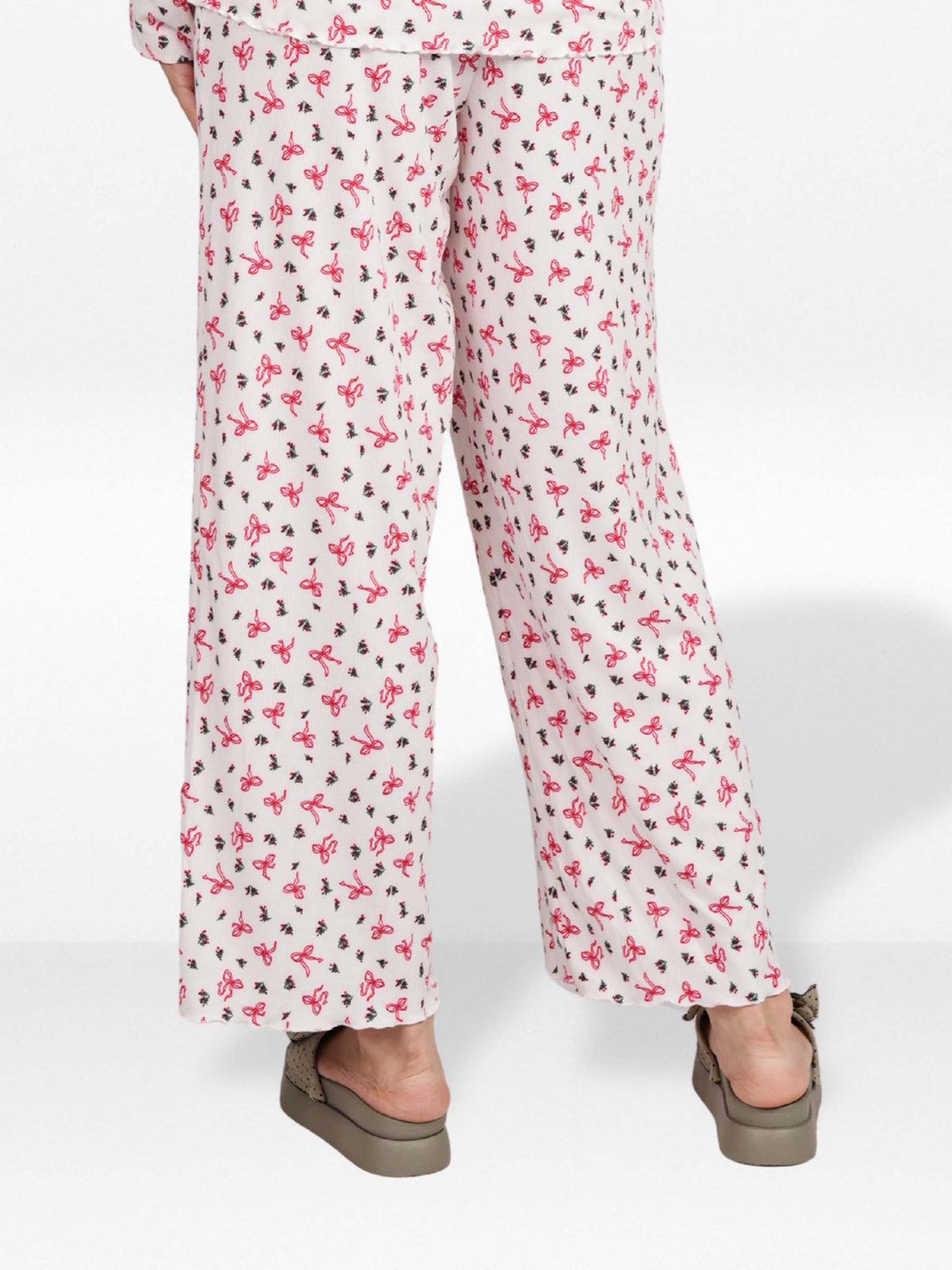 Women's Floral Printed Wide Leg Pants – Soft Yummy Rib Casual Trousers