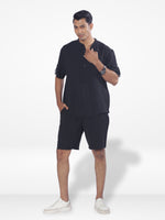 Men's Short Sleeve Shirt & Short Pant Set| Black