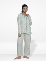 Women Light GreenSleepwear Long Sleeve Pyjama Set