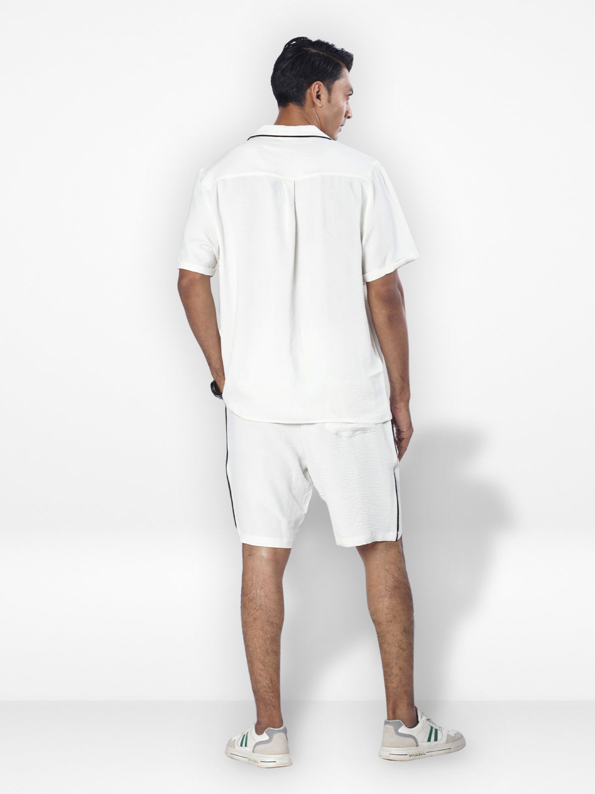 Men's Casual Short Sleeve Button Down Shirt & Short Pant Set | Off White