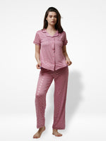 Women Printed Night Suit Set of Shirt & Pyjama, Night wear Dress