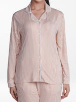 Women Coral Pink Check Sleepwear Long Sleeve Pyjama Set