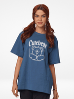 Women Cute Bear Print T-shirt with Short Sleeves and Round Neck