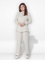 Women Solid Color Co-Ord Set| Long Sleeve| Beige