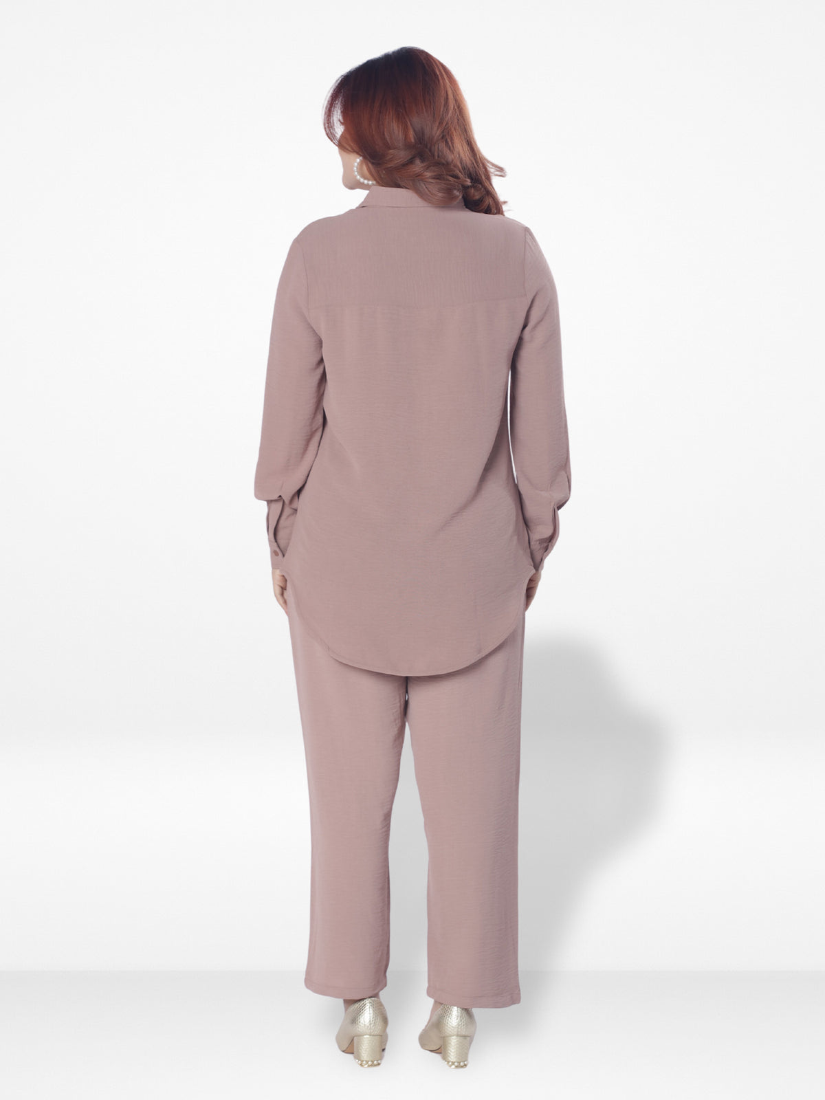 Women Solid Color Co-Ord Set| Long Sleeve| Copper