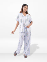 Women’s Printed Night Suit Set – Shirt & Pyjama | Soft Nightwear Dress, 2 Piece Sleepwear for Women, Comfortable Loungewear