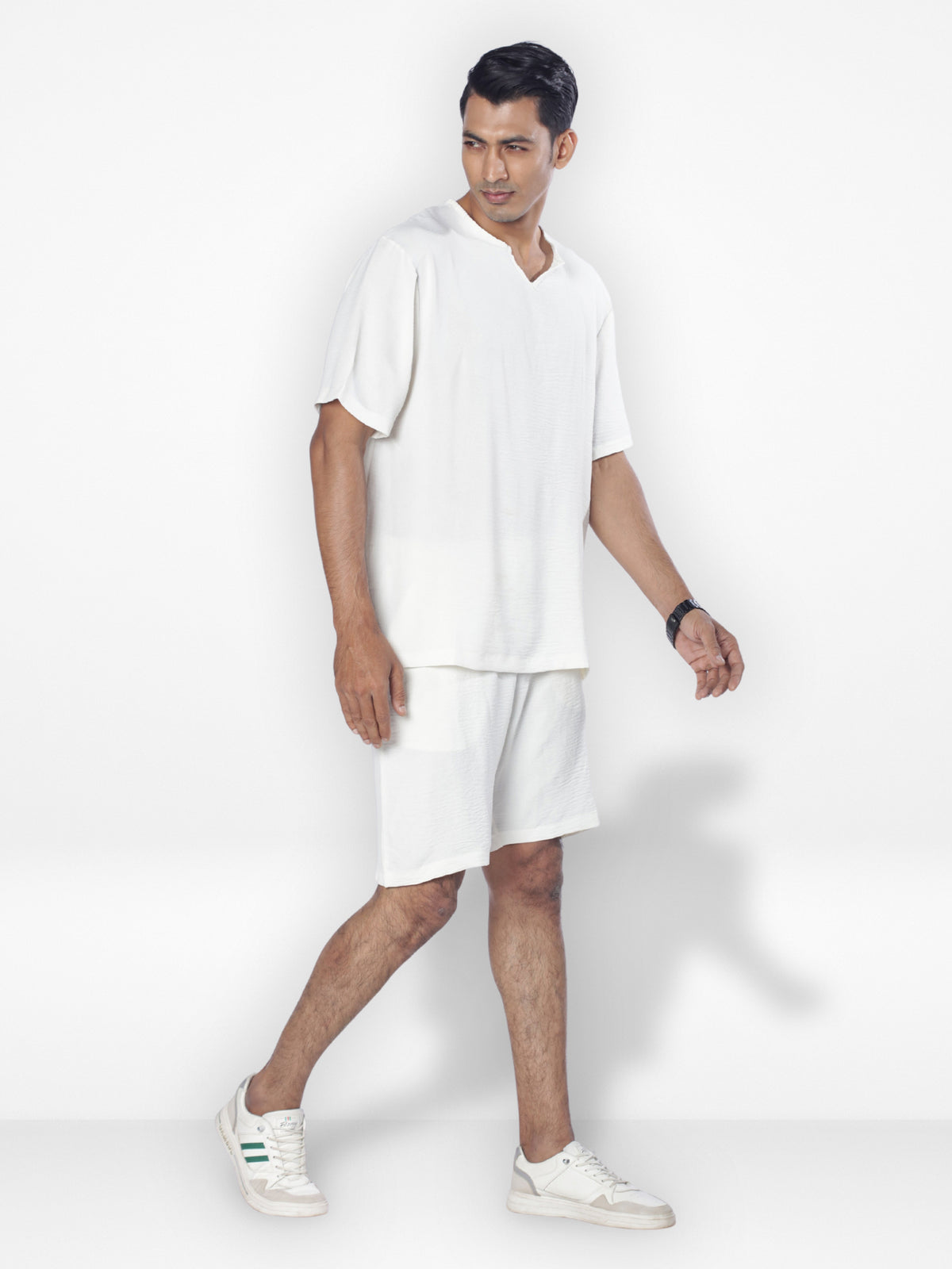 Men's Short Sleeve Shirt & Short Pant Set| Off White|