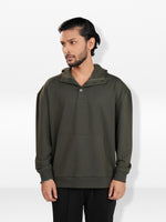 Men’s Henley Hoodie – Relaxed Fit Pullover | Long Sleeve Hooded with Button Placket & Kangaroo Pocket