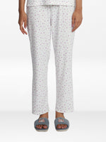 Women’s All Over Printed Lounge Pants | Soft Stretch Yummy Rib Fabric | Drawstring Waist Casual Sleepwear & Pajama Trousers - White