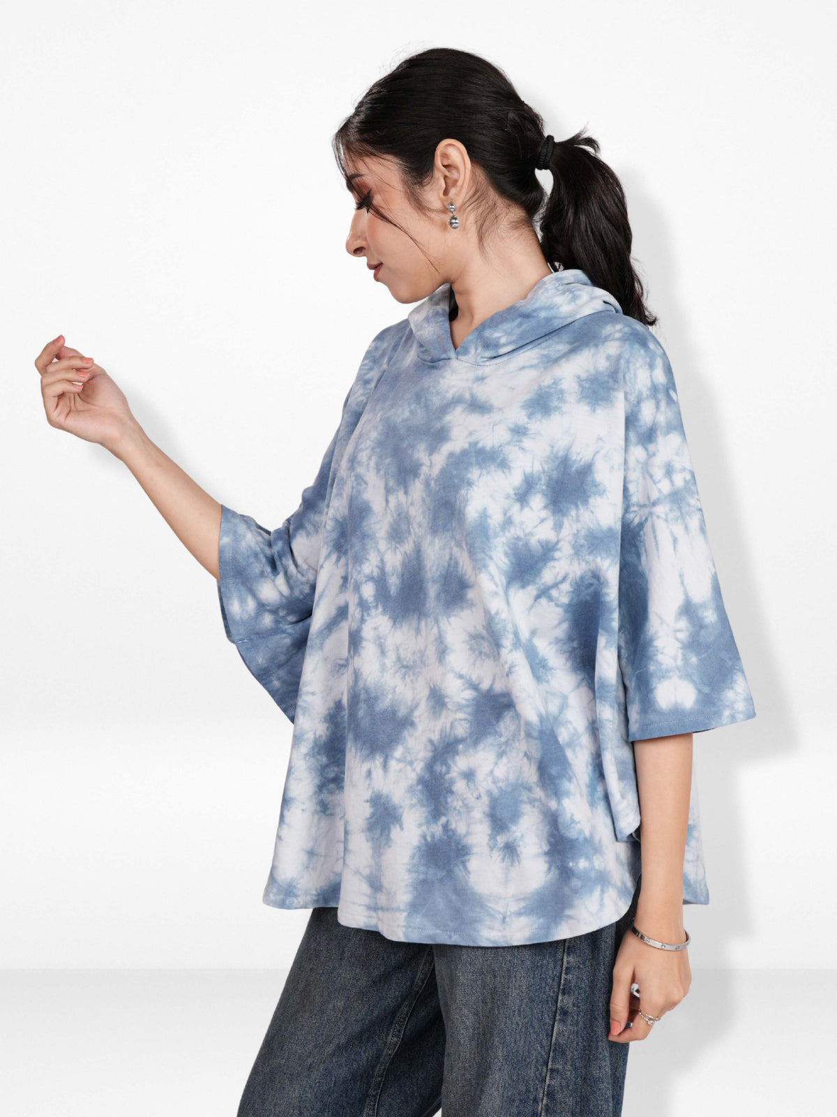 Women’s Tie-Dye Hoodie – Frankie Short Sleeve Pullover Hooded | Casual Comfortable Hooded Top for Everyday Wear