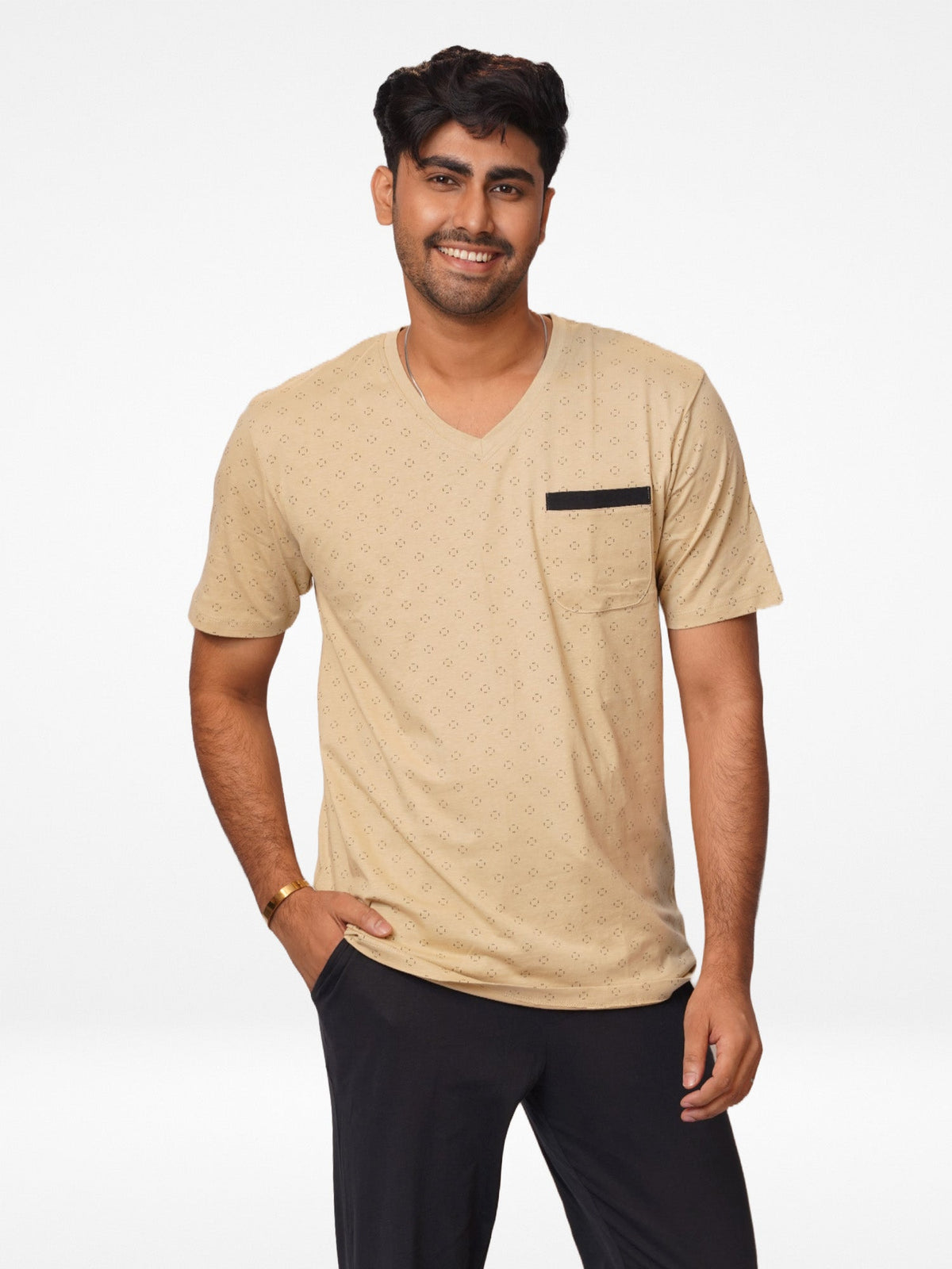 Men's T-Shirt & Trouser Lounge Set Sand