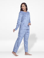 Women Velour Sleepwear Long Sleeve Pyjama Set Indigo Moon