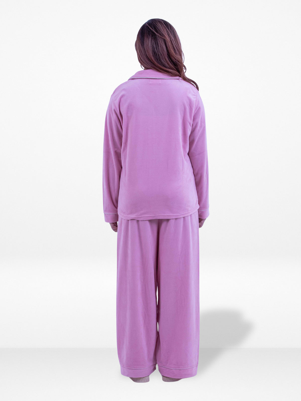 Women's Soild Pyjama Set , Valour Long Sleeve Notch-Collar2-Piece Sleepwear, Soft & Warm Nightwear