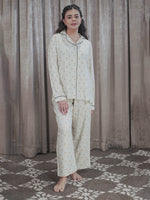 Women Light GreenSleepwear Long Sleeve Pyjama Set