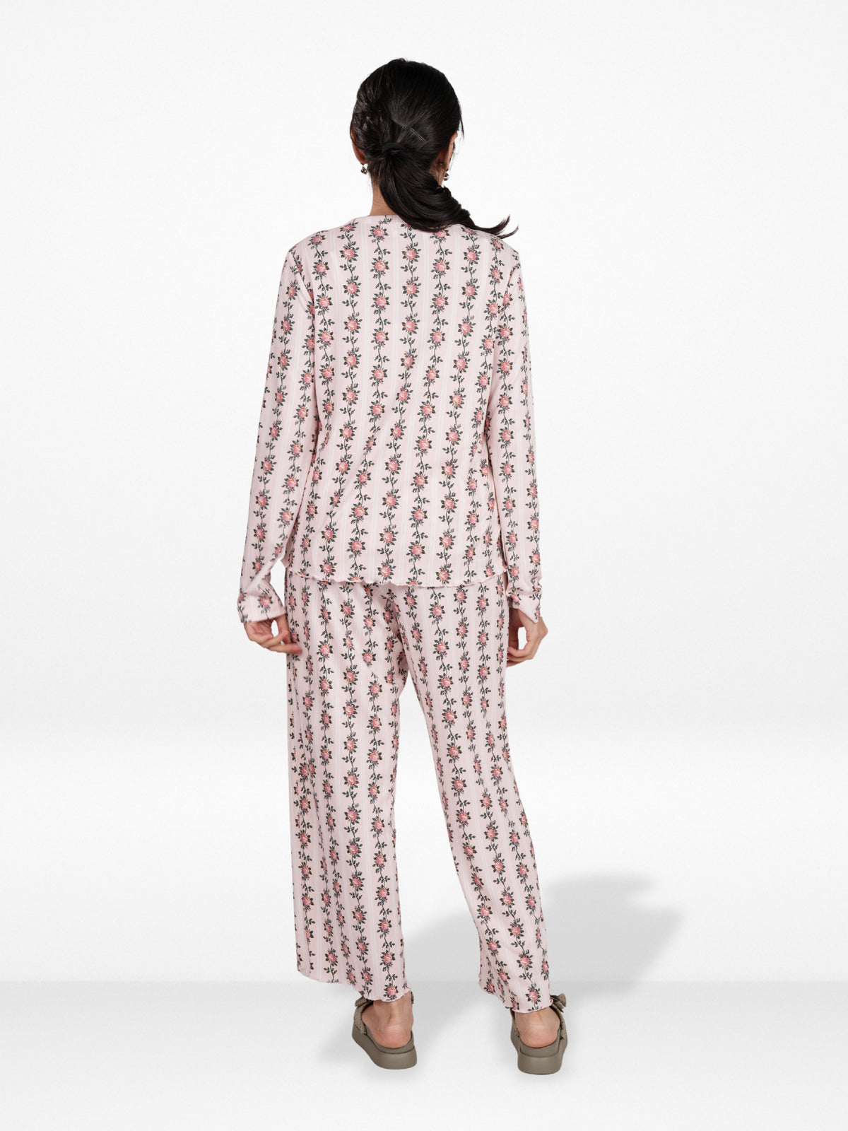 Women’s Henley Sleepwear Set – Long Sleeve Printed Pajama Top & Shorts | Soft Lightweight 2-Piece Nightwear