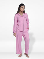 Women Solid Sleepwear Long Sleeve Pyjama Set