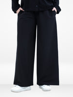Women’s Cozy Open Leg Palazzo Sweatpants – Soft Relaxed Fit Lounge Pants with Drawstring Waist & Side Pockets |Black