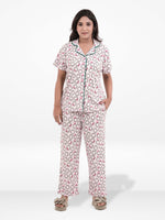 Women’s 3-Piece Pajama Set – Yummy Rib Fabric Sleepwear with Contrast Piping, Notch Collar & Button Down Top,