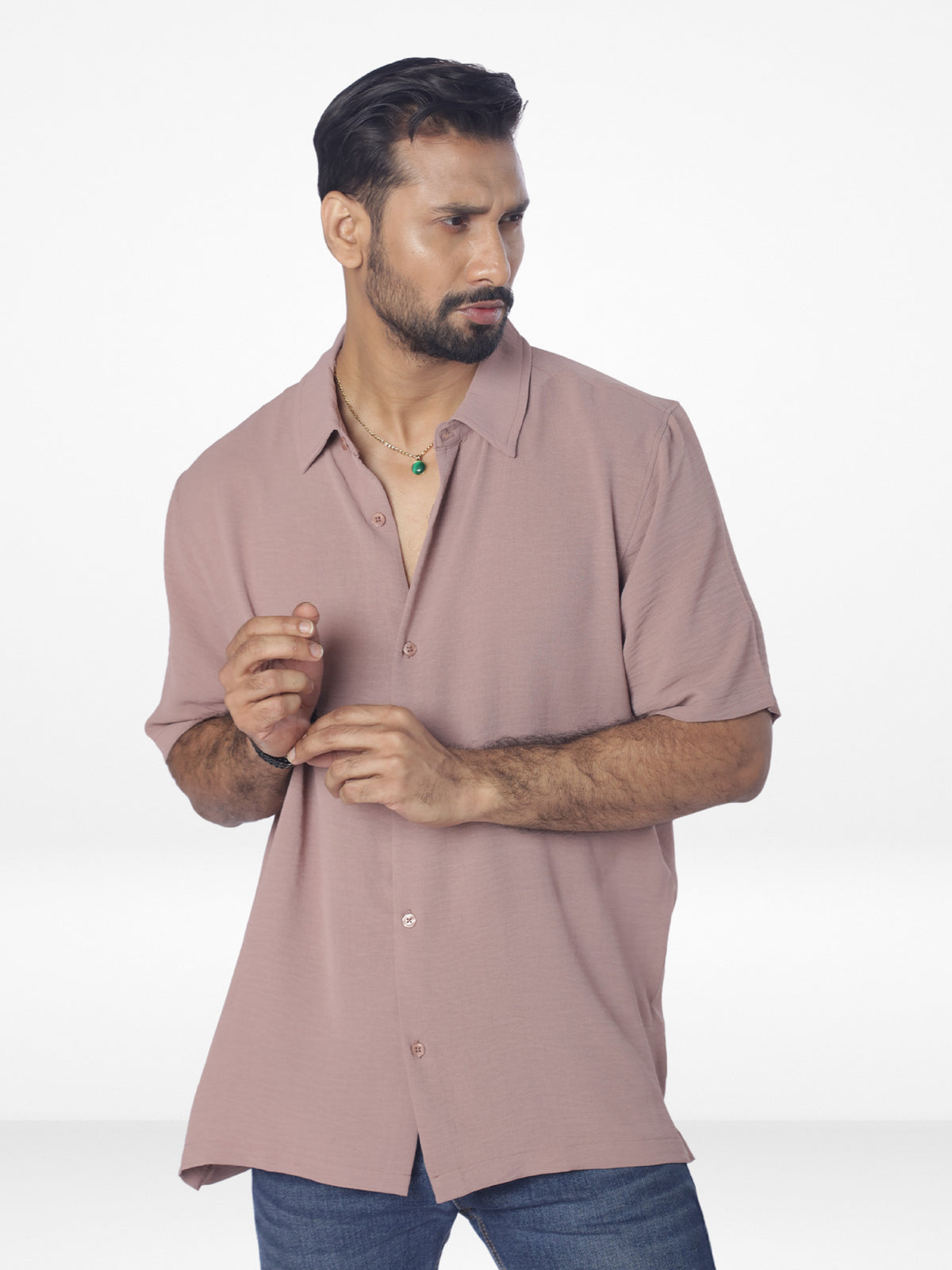Men's Relaxed-Fit Half-Sleeve Casual Shirt| COPPER